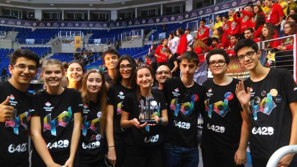 Team 6429 members at a competition arena.